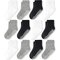 CozyWay Kids Crew Grip Socks - Non-Slip Grip for Toddler Socks - Soft Cotton Comfort & Grippy Style for Toddlers - Reinforced Toe for Boys - 7-9T, Black/White/Gray, Pack of 12